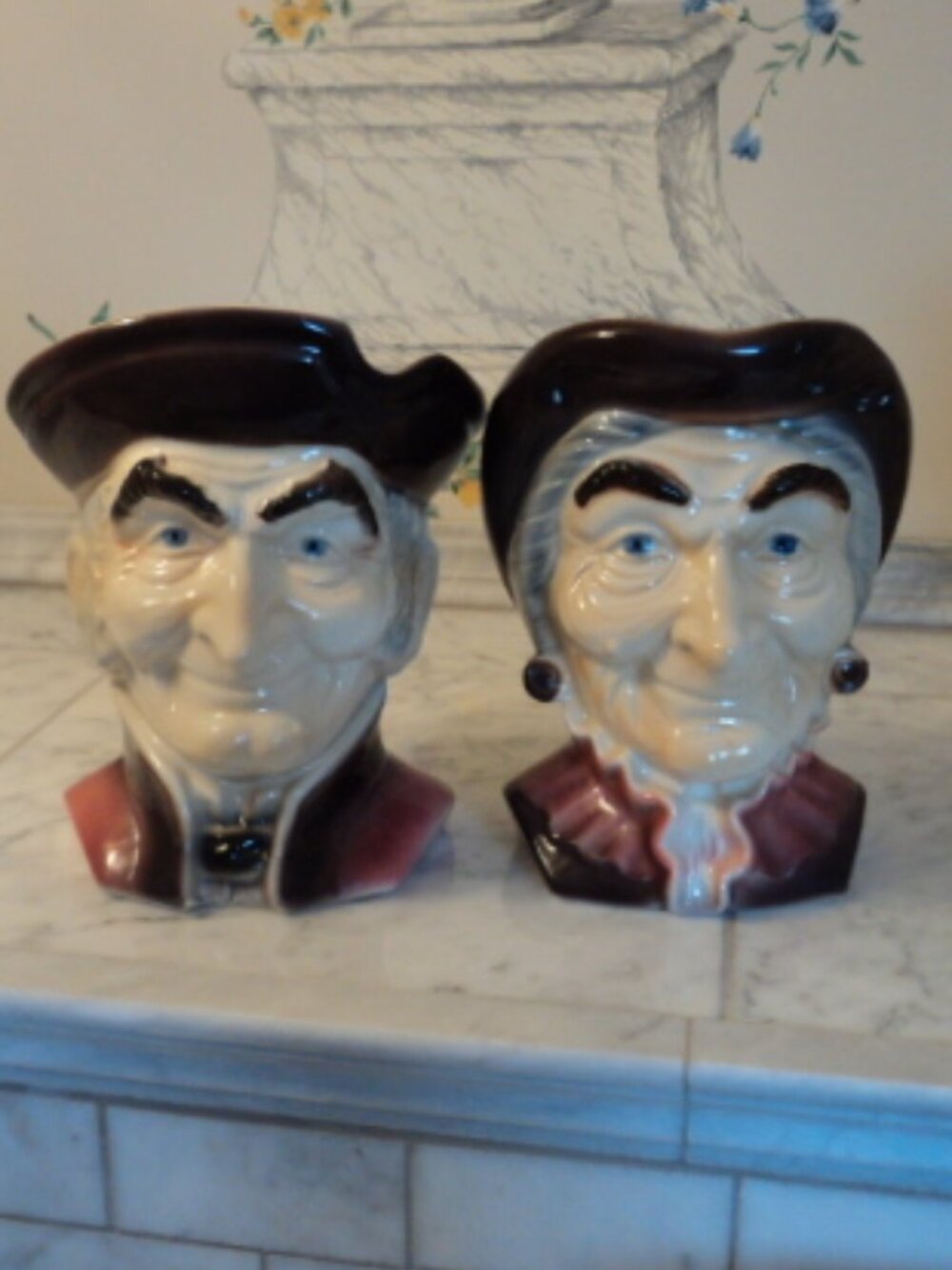 vintage Royal Copley man & woman vase wall pocket